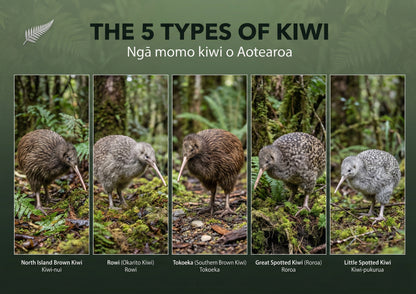 Five types of Kīwi - Poster