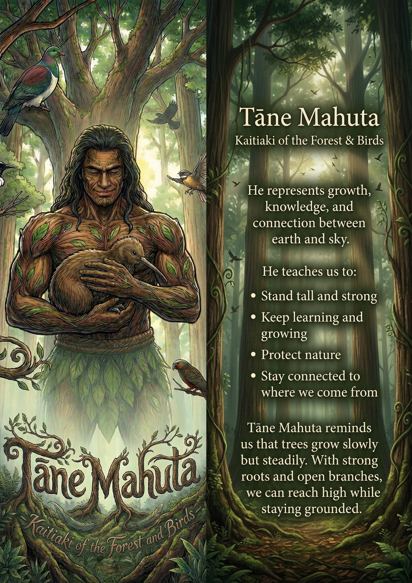 Tāne Mahuta - Image with Information - Poster