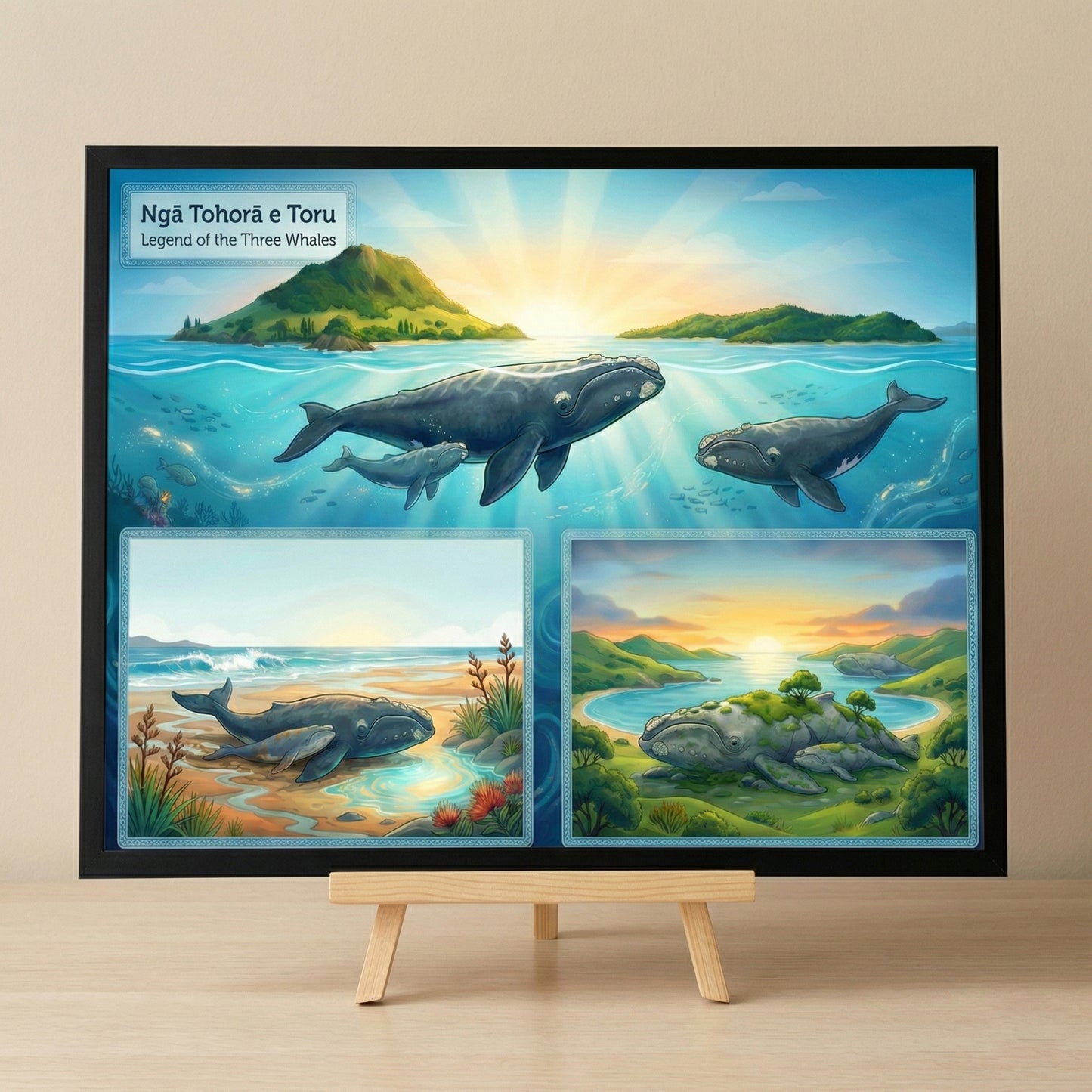 Ngā Tohorā e Toru — Legend of the Three Whales- Single or Tray A4 Puzzle