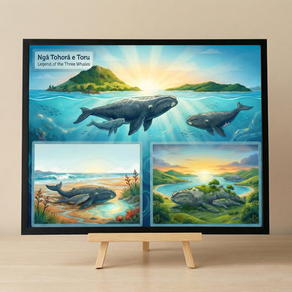 Ngā Tohorā e Toru — Legend of the Three Whales- Single or Tray A4 Puzzle