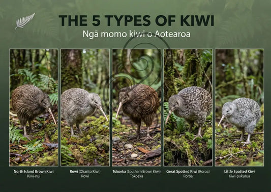 Five types of Kīwi - Poster