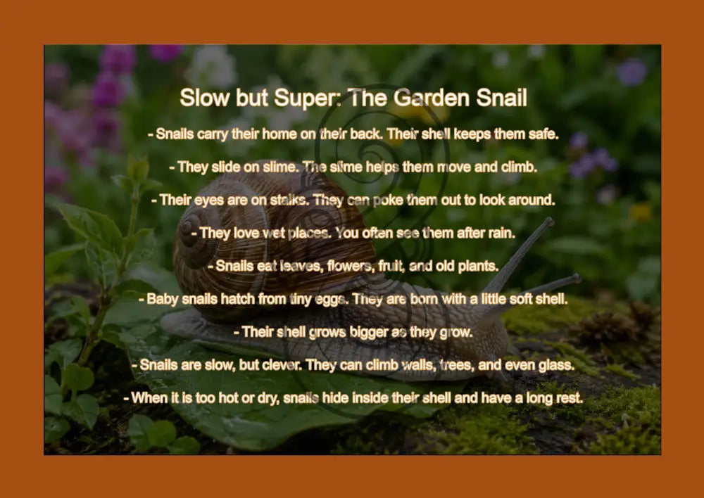Garden Snail / Ngata: Single sided and A4 Image Tray