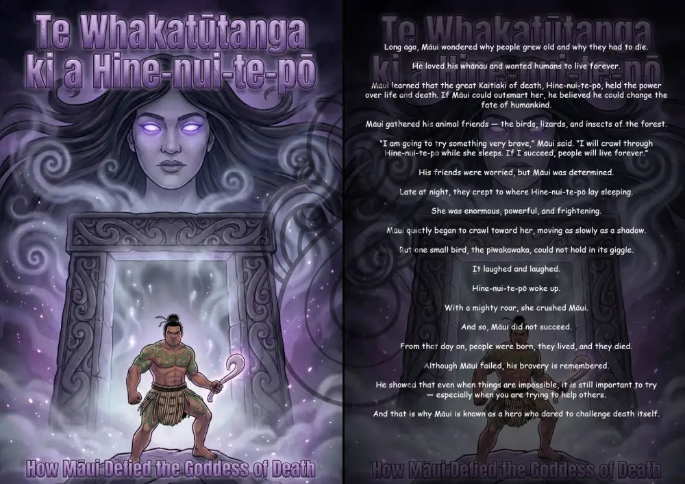 How Māui defied the goddess of death - Te Whakatūtanga ki a Hine-nui-te-pō - Single or Tray A4 Puzzle