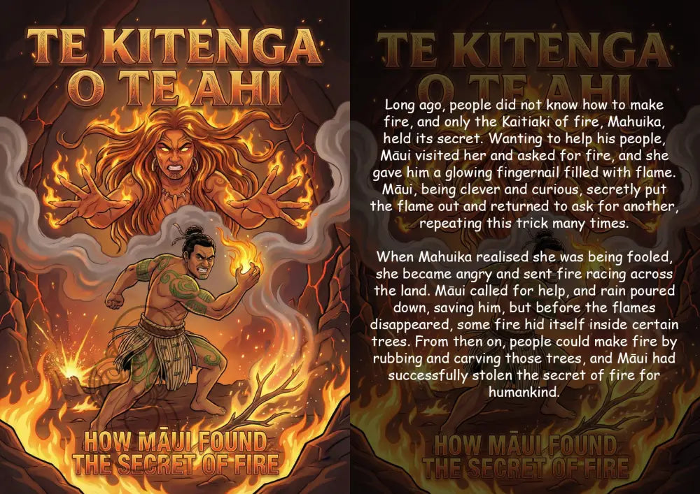 How Māui found the secret of Fire - Te Kitenga o te Ahi e Māui - Single or Tray A4 Puzzle