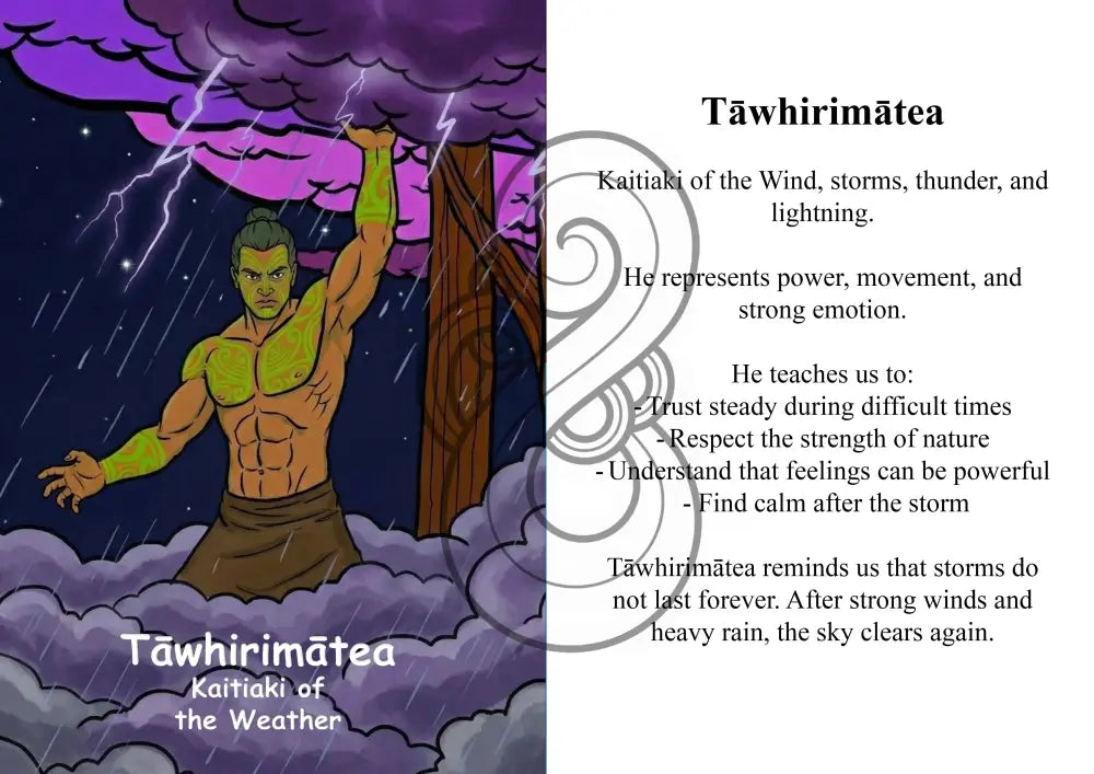 Kaitiaki Tāne Image/ Story Boards A4 for Younger Tamariki - Tāwhrimātea