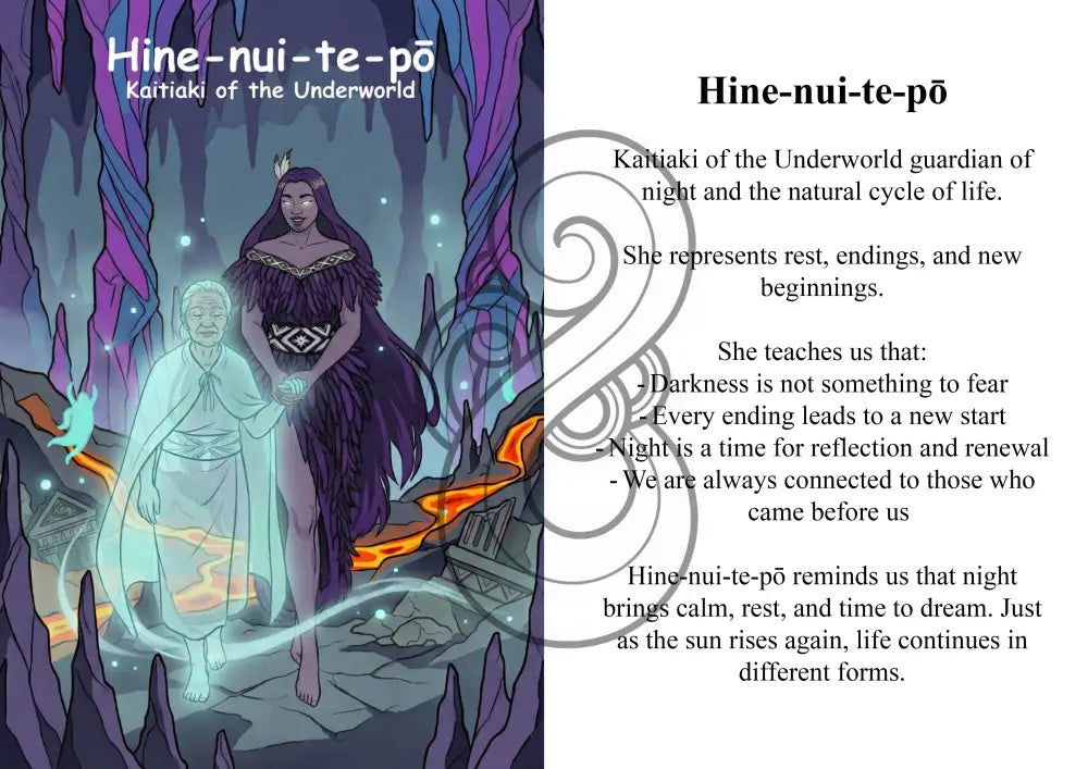Kaitiaki Wāhine Image/ Story Boards A4 for Younger Tamariki - Hine-nui-te-pō