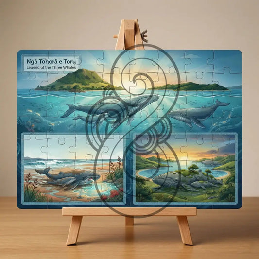 Ngā Tohorā e Toru, Legend of the Three Whales- Single or Tray A4 Puzzle