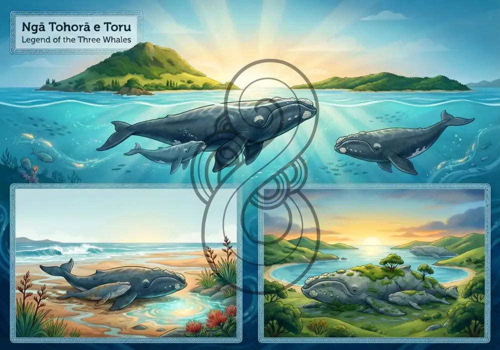 Ngā Tohorā e Toru, Legend of the Three Whales- Single or Tray A4 Puzzle