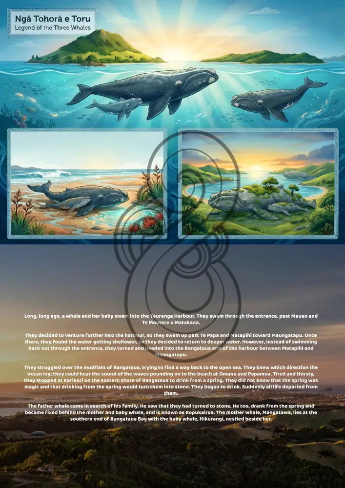 Ngā Tohorā e Toru, Legend of the Three Whales- Single or Tray A4 Puzzle